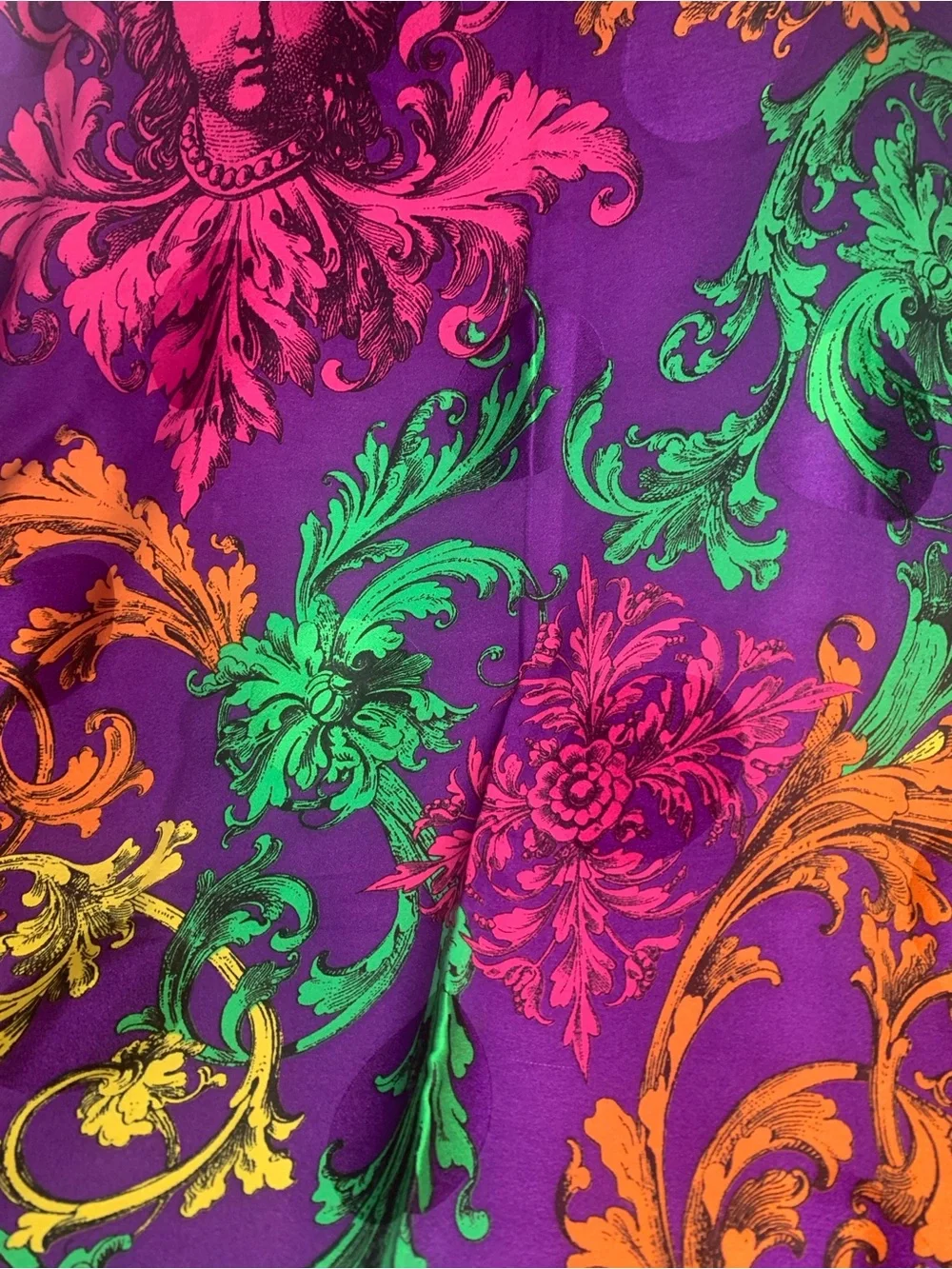 Atelier Versace Bold Baroque Silk Scarf - Purple, Red, Yellow, Green